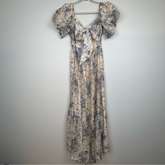 New Abercrombie & Fitch Emerson Drama Bow Back Gown Floral Maxi Dress Sz MP - Picture 8 of 10